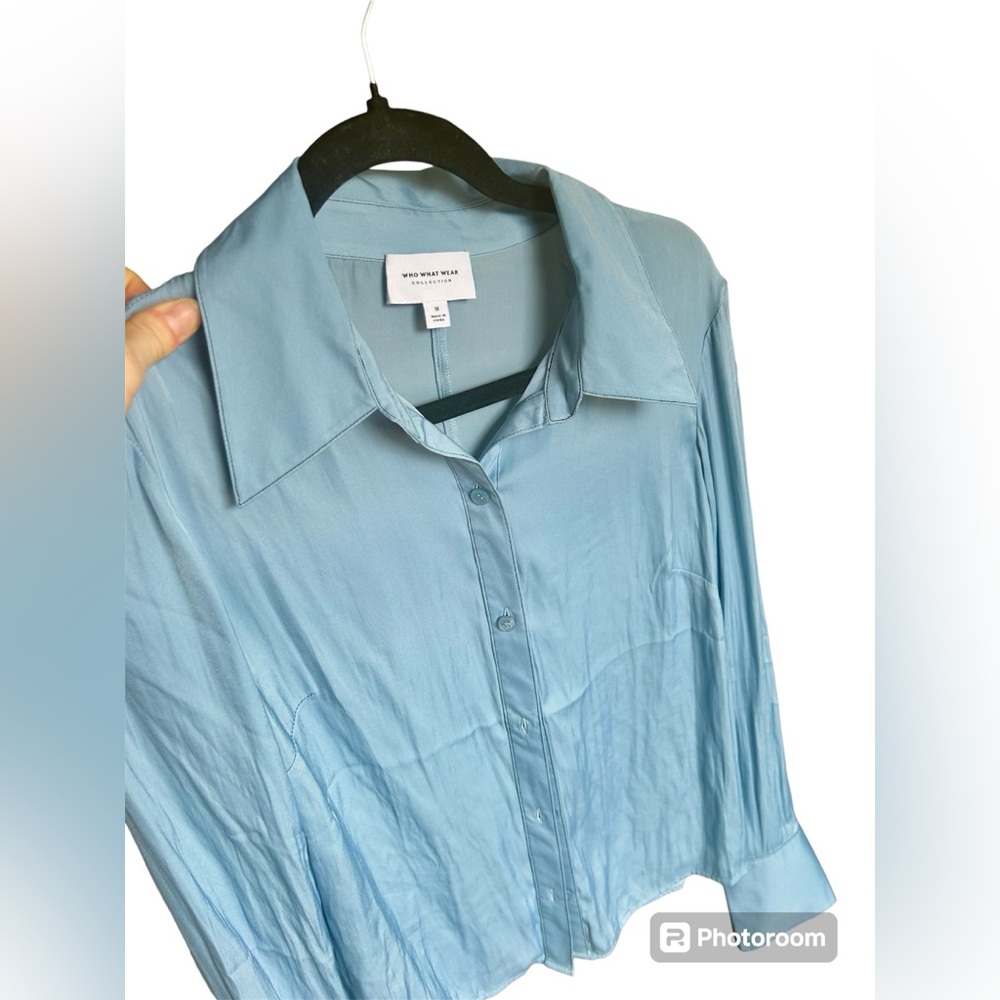 Blue, Medium- Who What Wear Button Down (silk like) NWOT